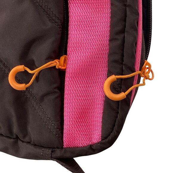 GANNI Quilted Recycled Tech Fabric Festival Bag Mole Dark Brown Pink Orange - Picture 7 of 12